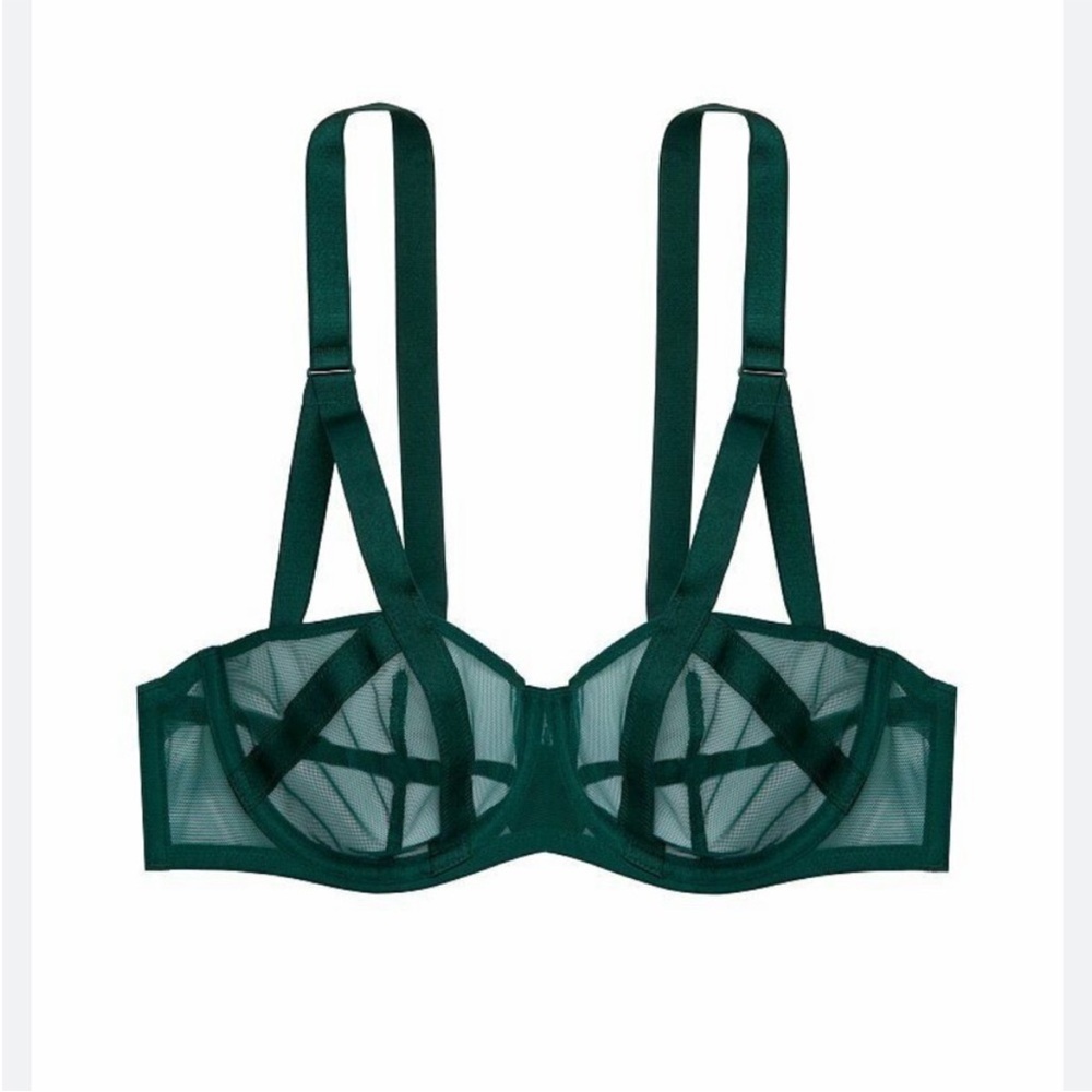 Victoria’s Secret Very Sexy Unlined Mesh Balconette Bra Teal Emerald Size 36D